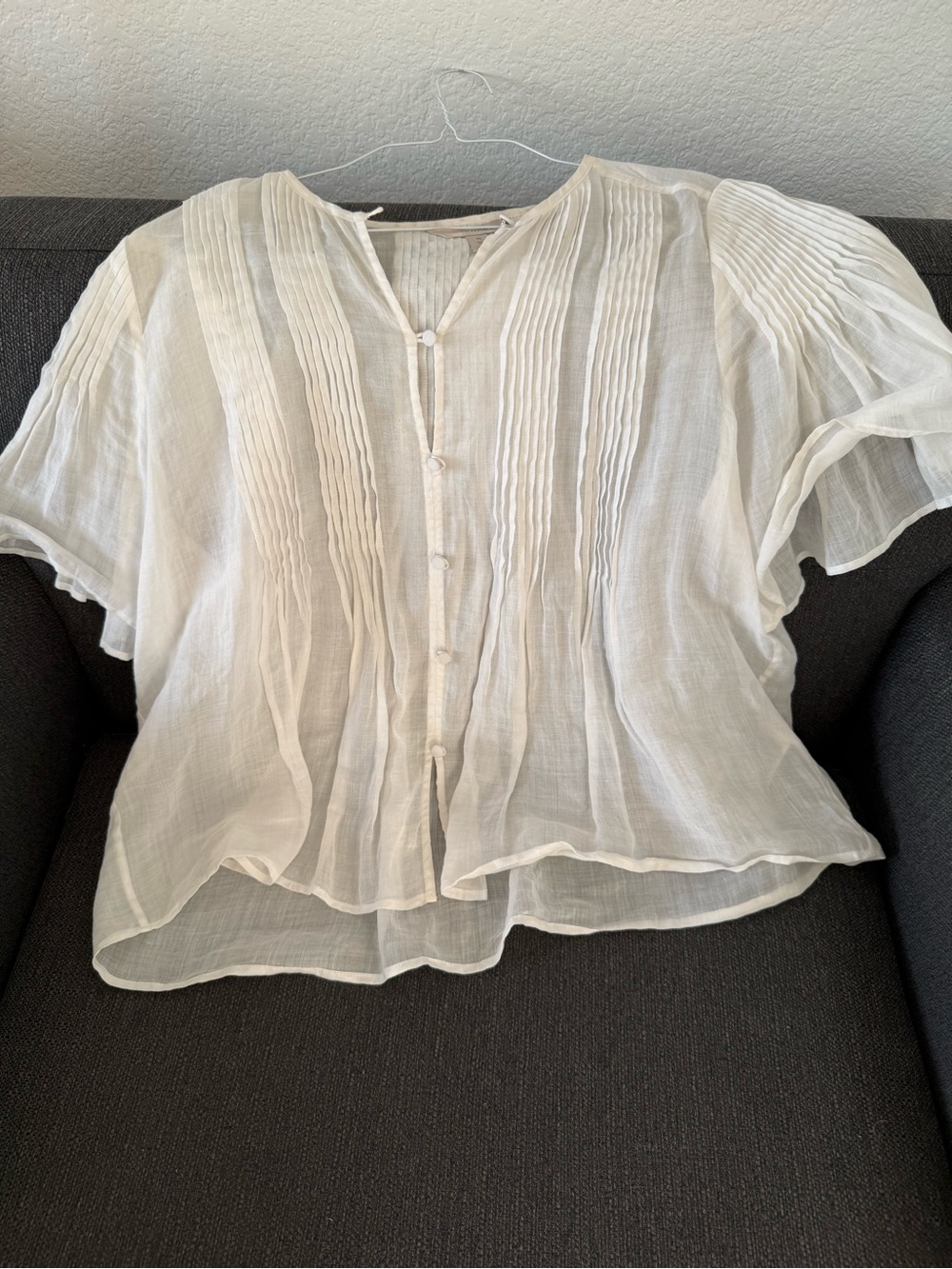Banana Republic white Pintuck Button-Front Blouse